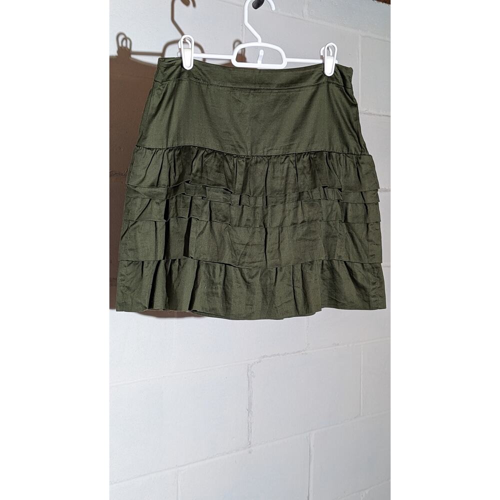 Old Navy Cotton Olive Green Tiered Ruffle Mini Skirt Womens Size 2 Small